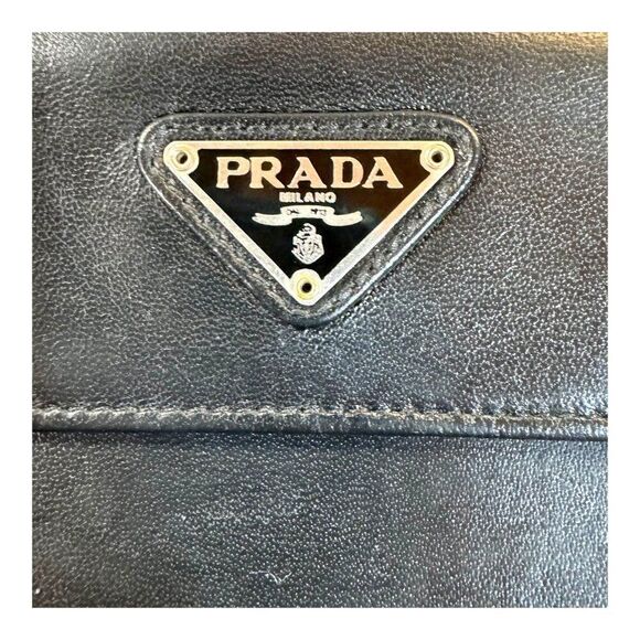 Prada Black Leather Tri-Fold Wallet With Box & Card Holder Gift Made In Italy - Picture 3 of 8